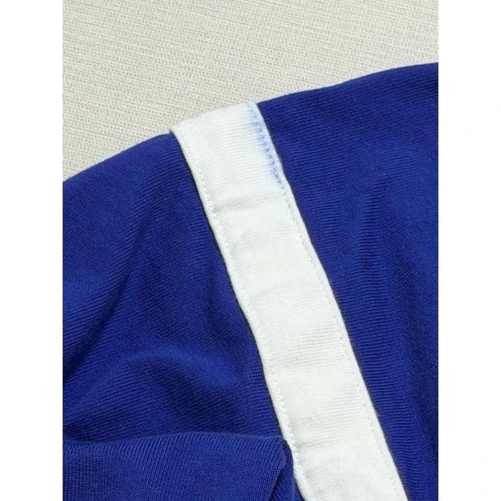 Nike Swoosh Rugby Shirt Mens M Blue White Striped Long Sleeve Polo CV0169-455